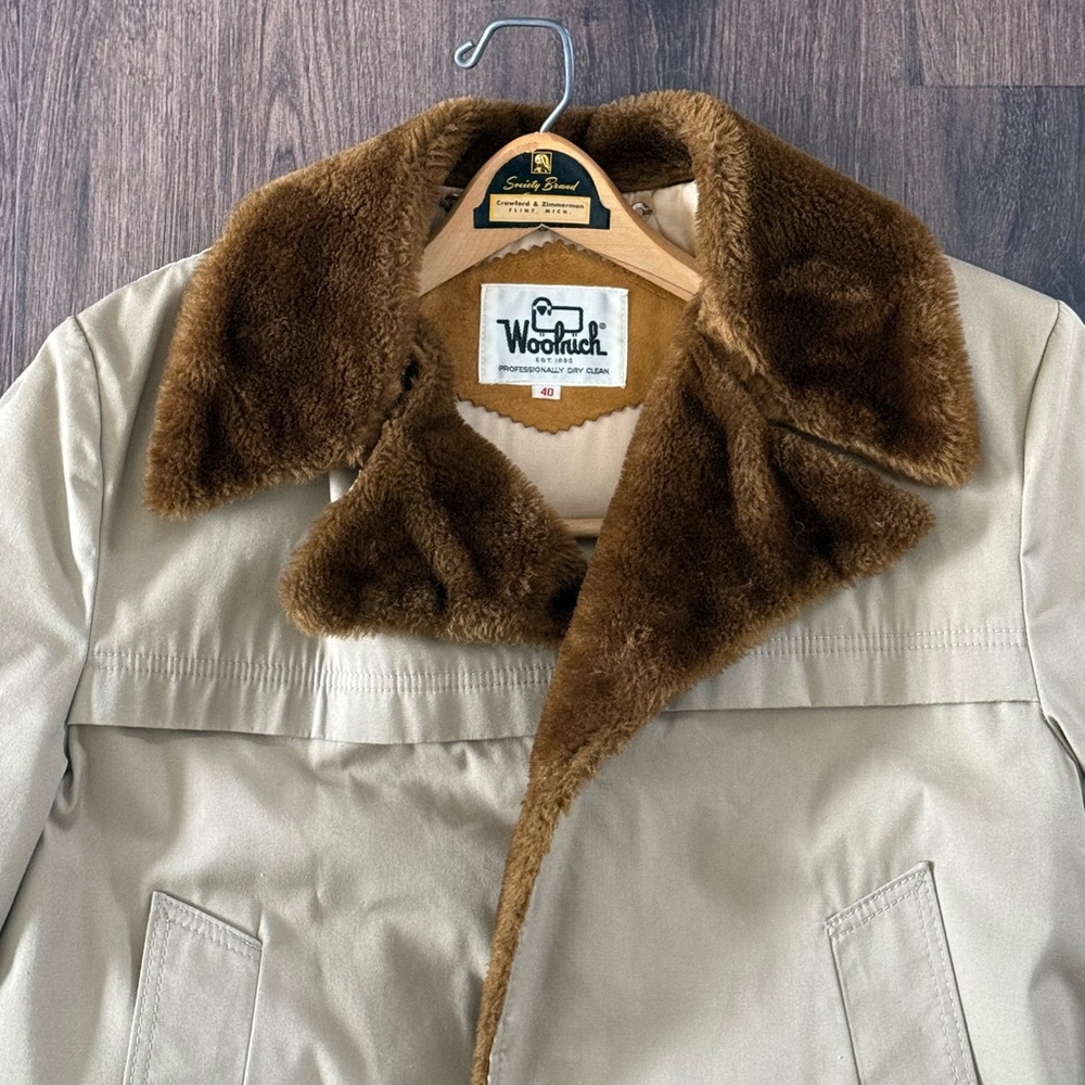 Vintage Woolrich Utility Coat Tan Plush Lined Men’s 40 Western Ranch Jacket